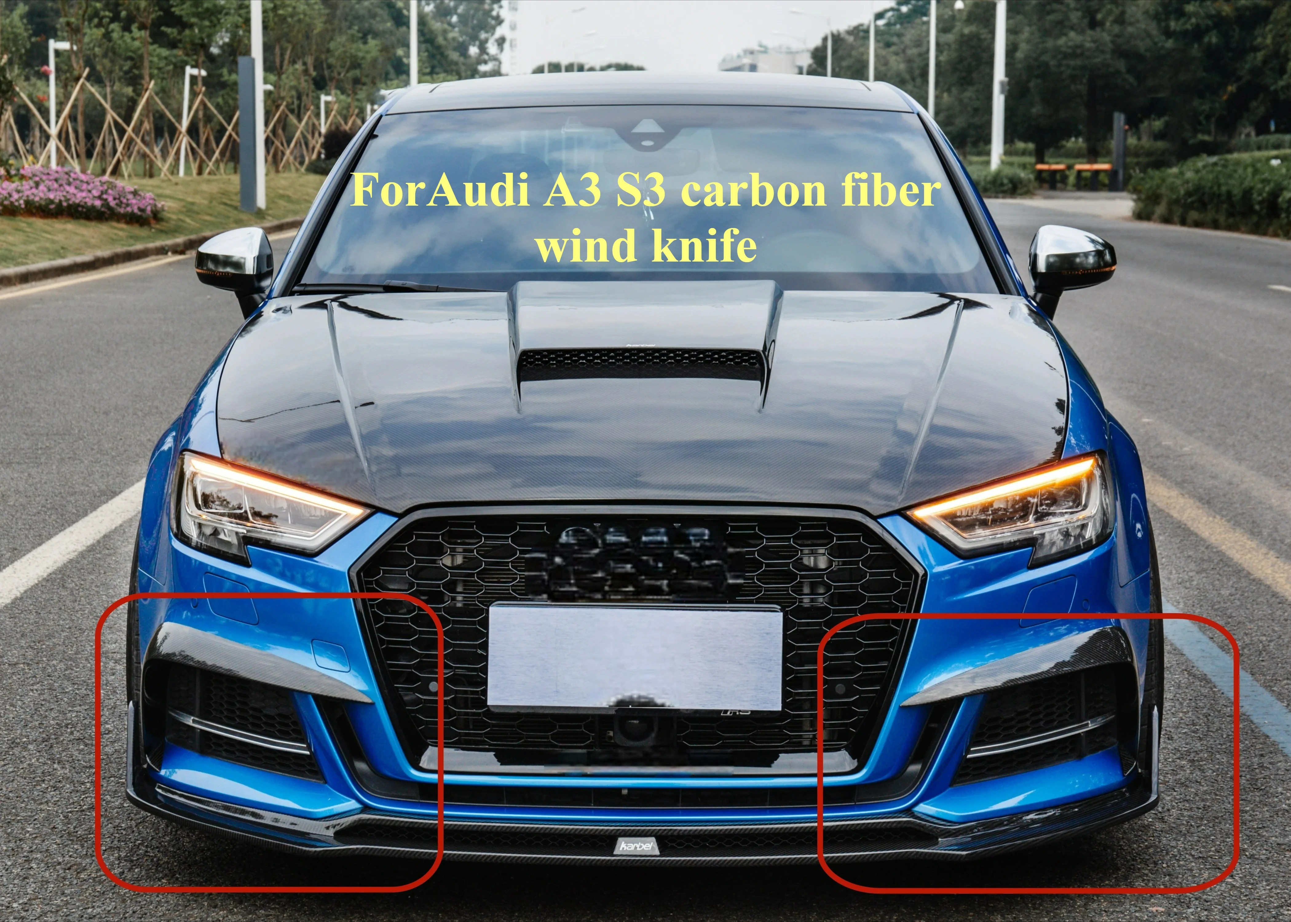

Premium Grade Suitable ForAudi A3 S3 Dry Carbon Fiber Front Bumper Blade Cutter