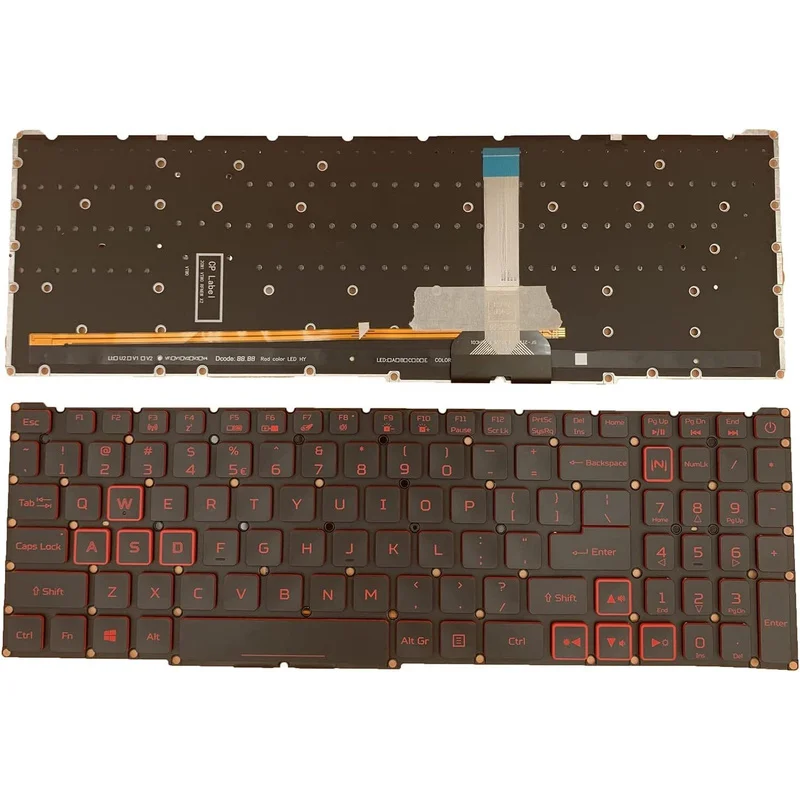 YY+New for ACER Nitro 5 AN515-46 AN515-58 AN515-56 US Keyboard backlit Red N22C1