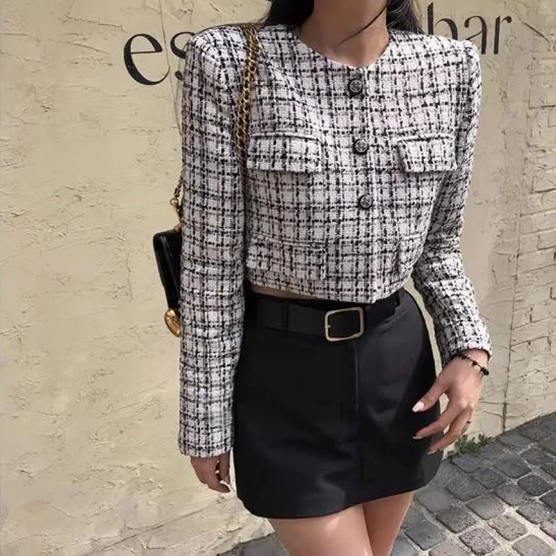 

Faionable ort Coat Korean Sle Luxury Flannel Jaet Spring Autumn Outfit Ele Personali Young Looking Outerwear