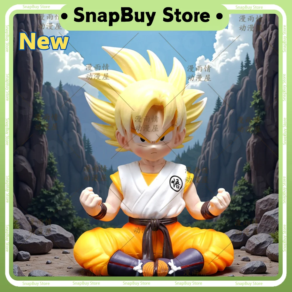 

New 11cm Dragon Ball Anime Figure Super Saiyan Seated Son Goku Figurine PVC Gift Model Handmade Ornament Collectibles Kids Toys