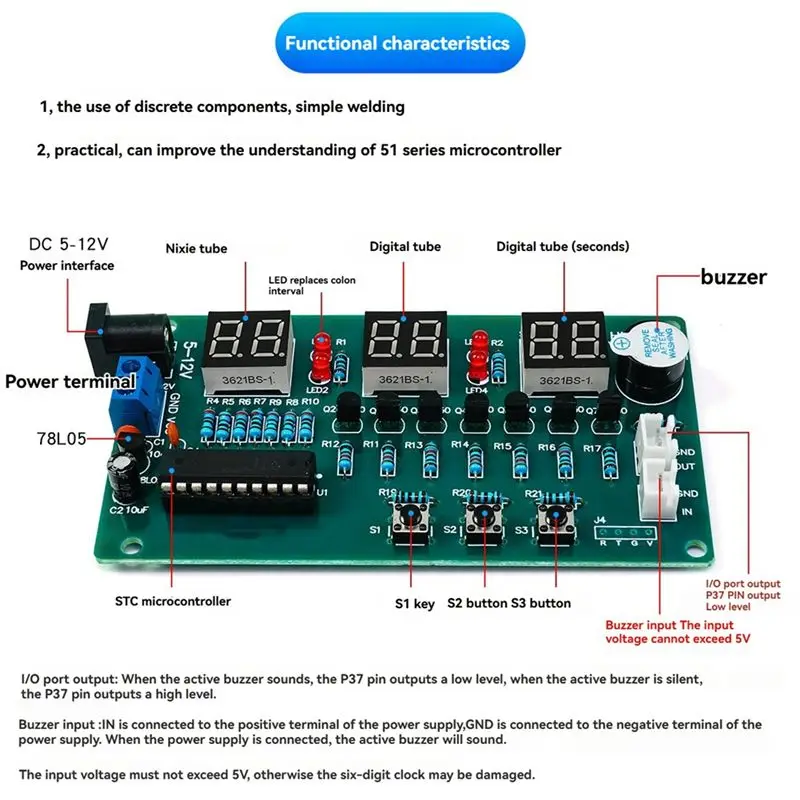 LLCS-DIY Electronic Clock Electronic Clock DIY Kit Digital Tube LED Display Suite Electronic Module Parts And Components
