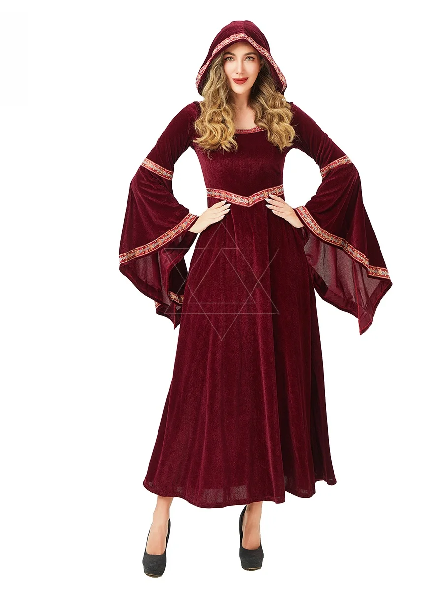 

Средневековый Ретро Суд Волшебная Ведьма Длинный Халат Золушка Сценическая Игра Cos Костюм Для Выступлений Длинная Юбка Тема Хэллоуина