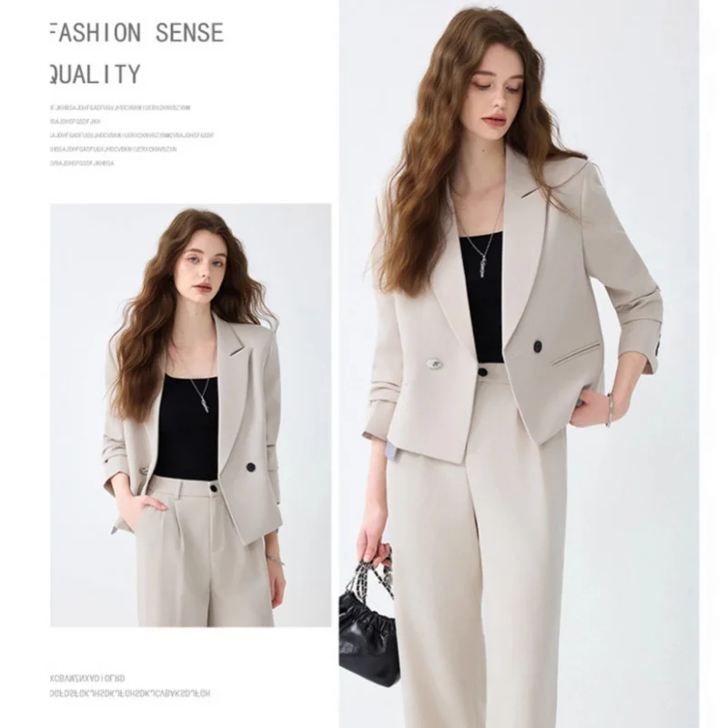Professional Women's Suit Set2025New Spring and Autumn Short Blazer for Petite Individuals, Suitable for Commuting and Casual We
