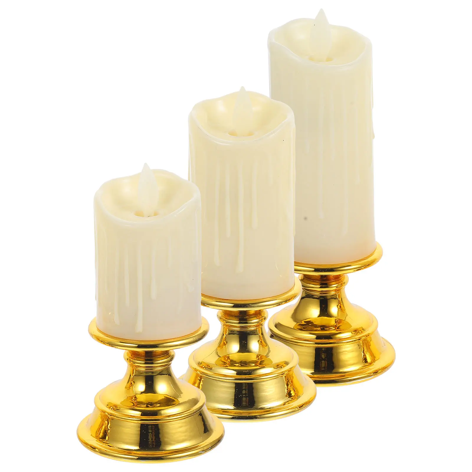 

3pcs Retro Lights Flameless Led Taper Candles Flickering Operated For Window Home Kitchen Restaurant Decoration