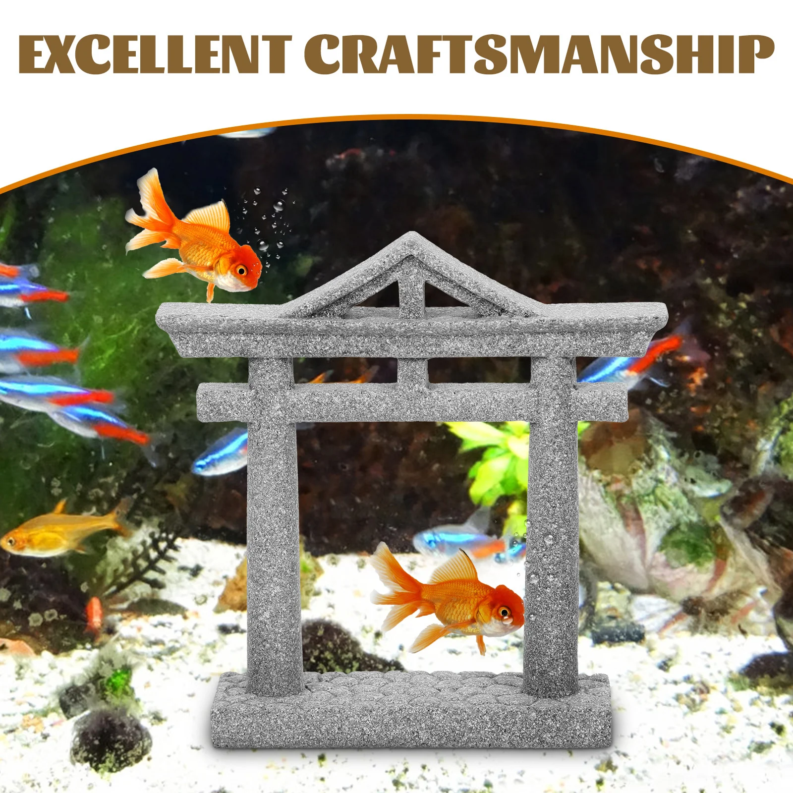 

Miniature Torii Gate Simulated Japanese Stone Torii Gate Decoration Aquarium Fish Tank Garden Micro Landscape Decor