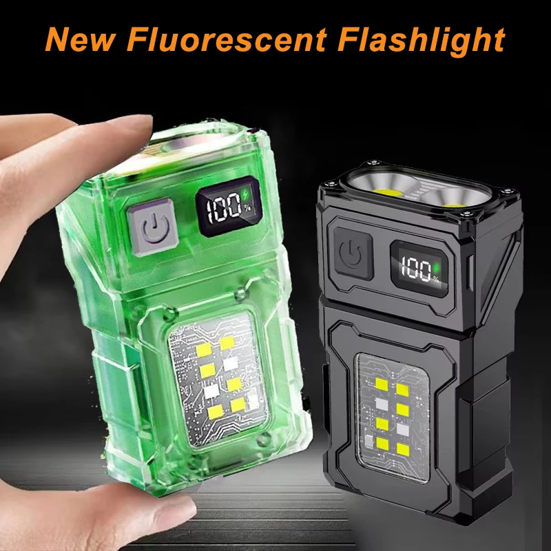 

NEW Fluorescence Flashlight Super Bright USB Rechargeable LED Tail MagnetTorch with COB Emergency Light for Camping Hiking