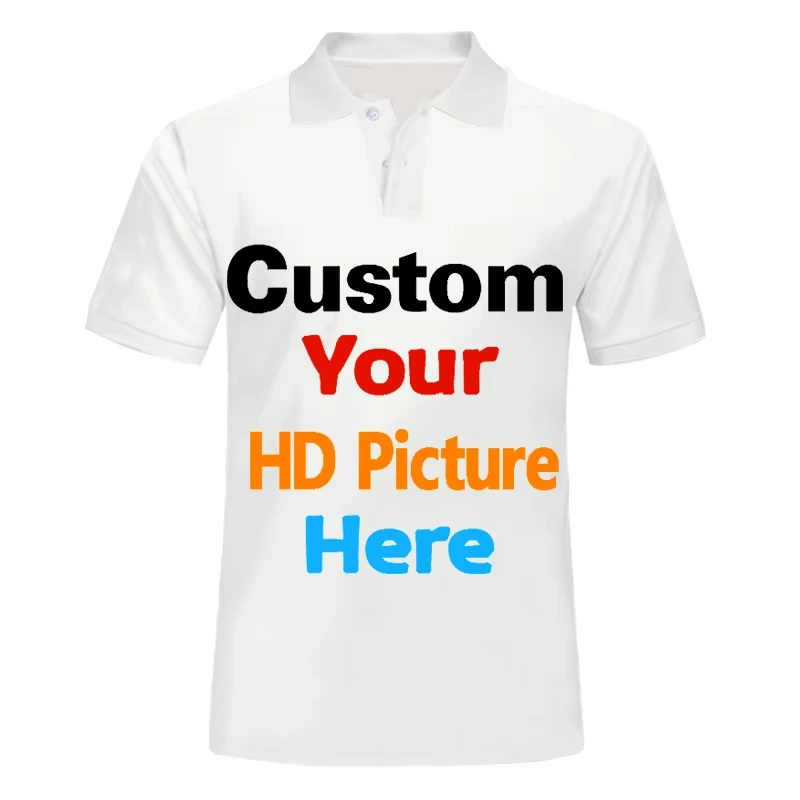 

Men's 3D Printed DIY Logo Polo Shirt Personalized Photo Customized Club Lapel T-Shirt Summer Loose Daily Casual Tees Unisex Tops