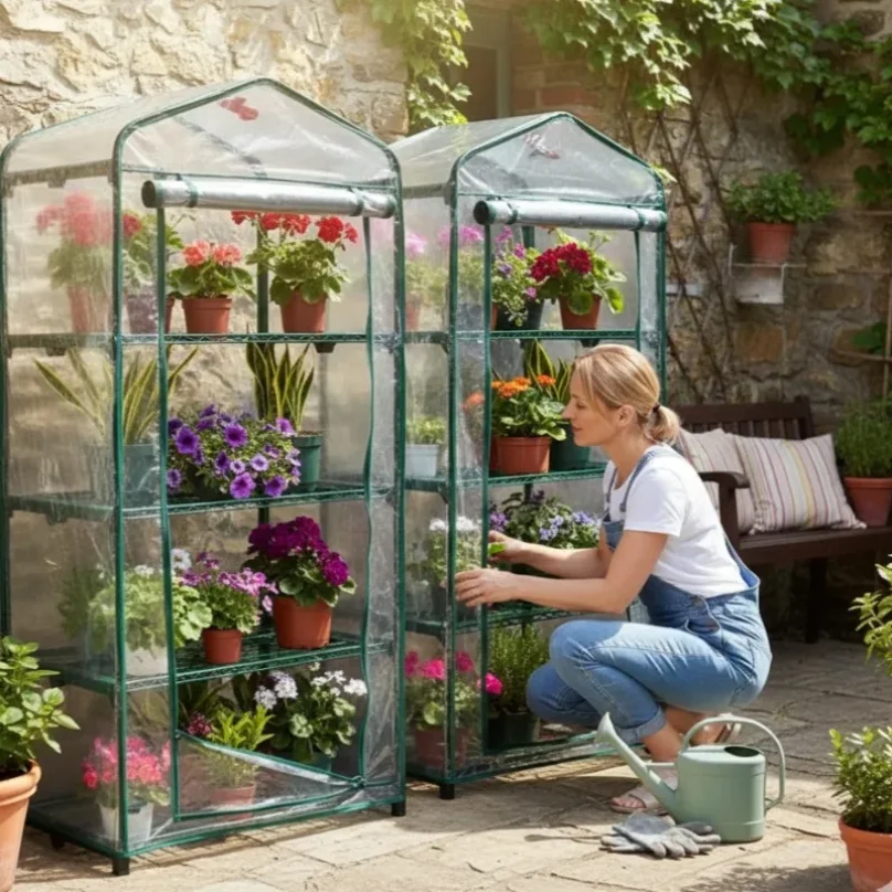 2-5 Tier Professional Plant Greenhouse Cover Replacement PVC with Zipper Creates Warm Humidity for Flowers Vegetables Gardening