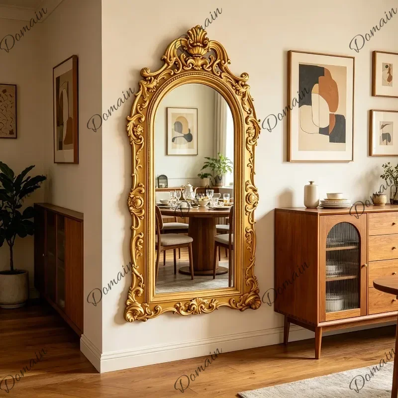 ZL Big Funky Mirror Floor Luxury Nordic Bathroom Bedroom Girls Standing Full Body Mirror Living Room Espelhos Home DecorationsM