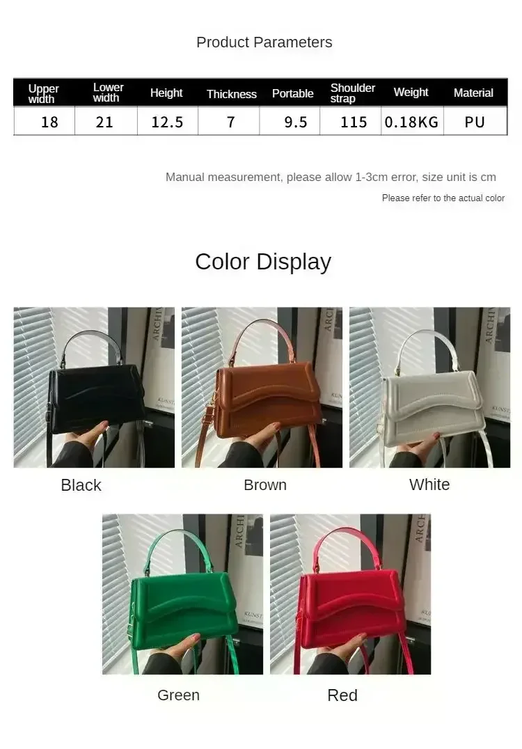 Hochwertige PU-Leder-Handtasche, Damen-Umhängetasche, einfarbig, Schultertasche, Crossbody-Tasche, kleine Tragetasche für Damen und Mädchen – Detail 1
