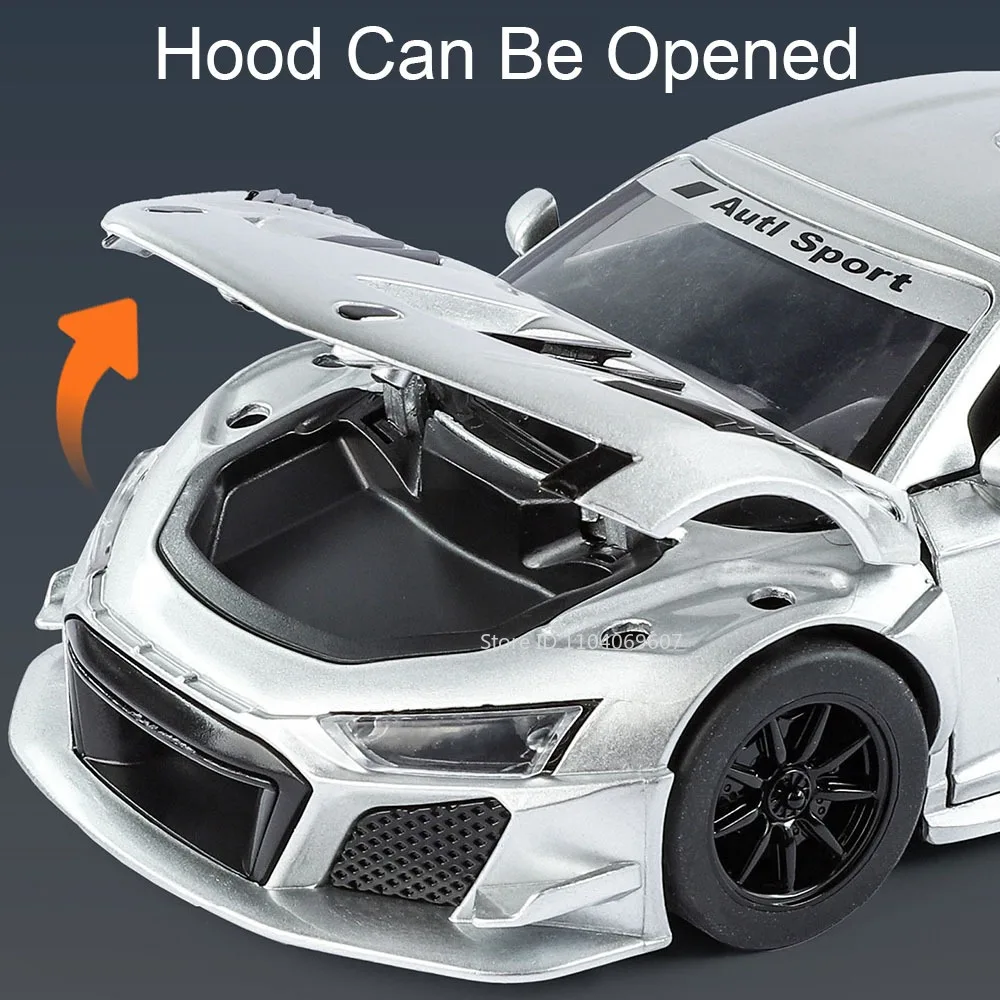1:24 R8 LMS GT2 Q5 Model Speelgoedauto's Legering Diecast Geluid Licht Deur Geopend Trek Rubberen Banden Simulatie Voertuig voor Kinderen Geschenken