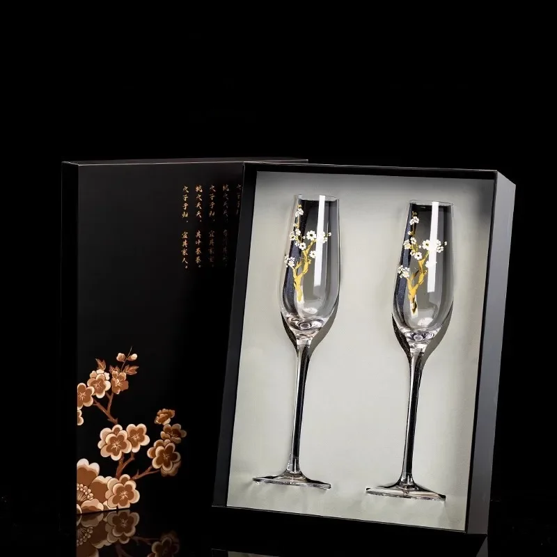 【Premium】High End Crystal Diamond Red Wine Glass, Hand Carved, Champagne Glass, Household Glass Cup, Drinking Utensils, Gift Box