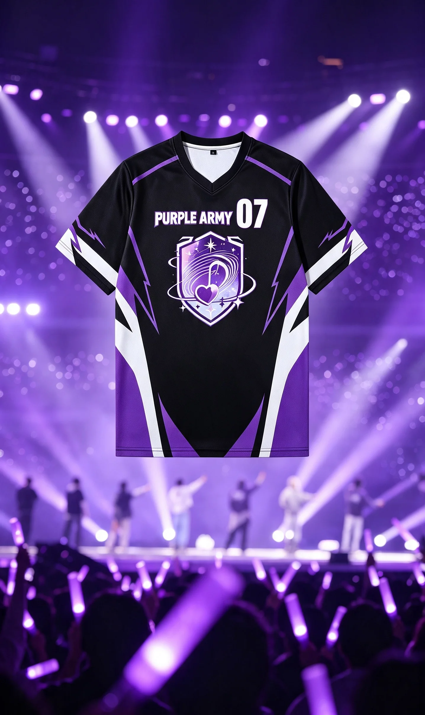 K2Y Aesthetic Purple Galaxy Shield Sports Jersey No.07 Unisex Quick‑Dry V‑Neck Short‑Sleeve T‑Shirt