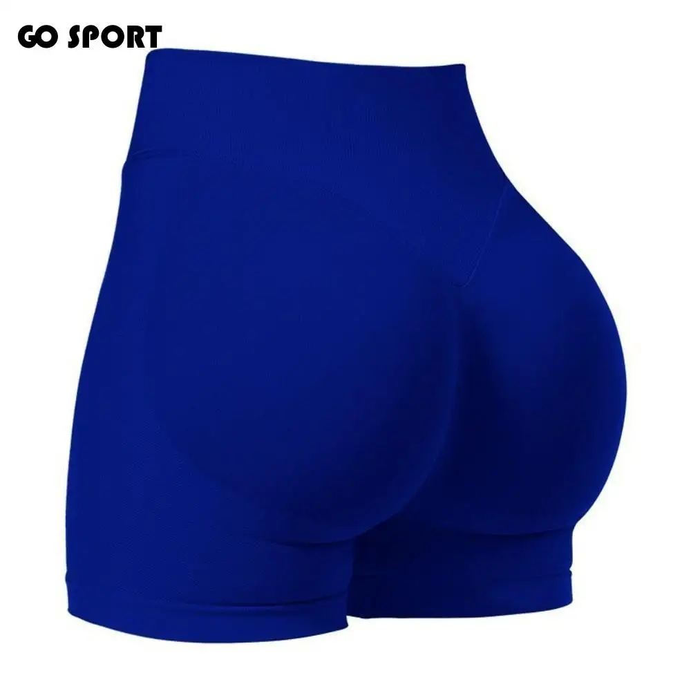 

Seamless Leggings Gym Shorts Elastic Tight Fitting Fitness Shorts Solid Color Lifted Buttocks Biker Shorts Sports Running