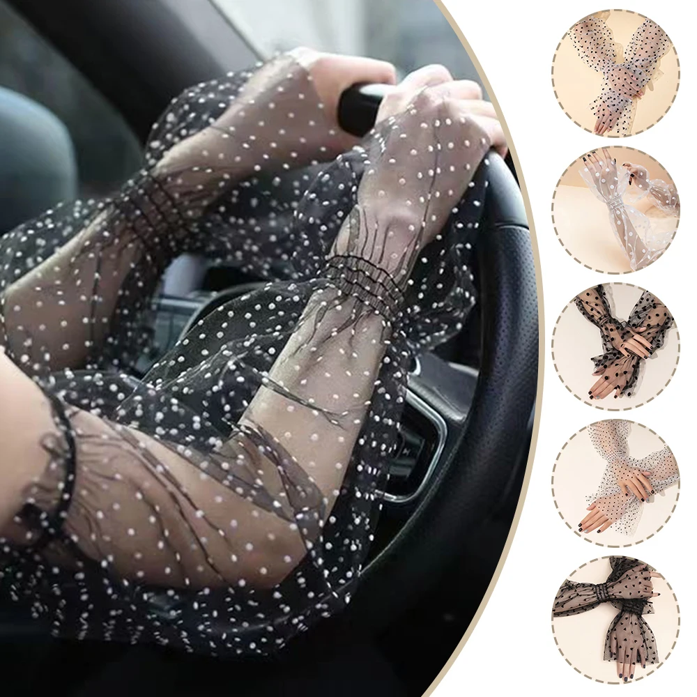 

Loose Arm Warmers Transparent Wave Point Driving Gloves Sunscreen Sleeve Ice Silk Sleeves Sun Protection Cover Lace Arm Cover