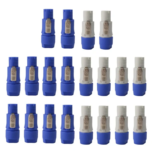 ABQR 20 piezas NAC3FCA NAC3FCB enchufe Speakon conector Powercon macho de 3 pines 20A 250V conector de clavija de alimentación de CA azul y gris blanco