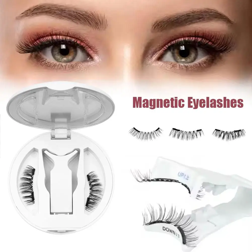 1 Pair Magnetic False Eyelashes 3D Makeup Eyelash Extension No Tool Fake Cosmetics H3I8 Tweezers Lashes Mink Eyelas Natural B5V1