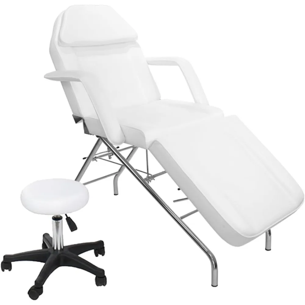 

Massage Tables, Basic Facial Chair with Free Stool, Adjustable Metal Bars for Backrest and Footrest, Facial Bed, Massage Table