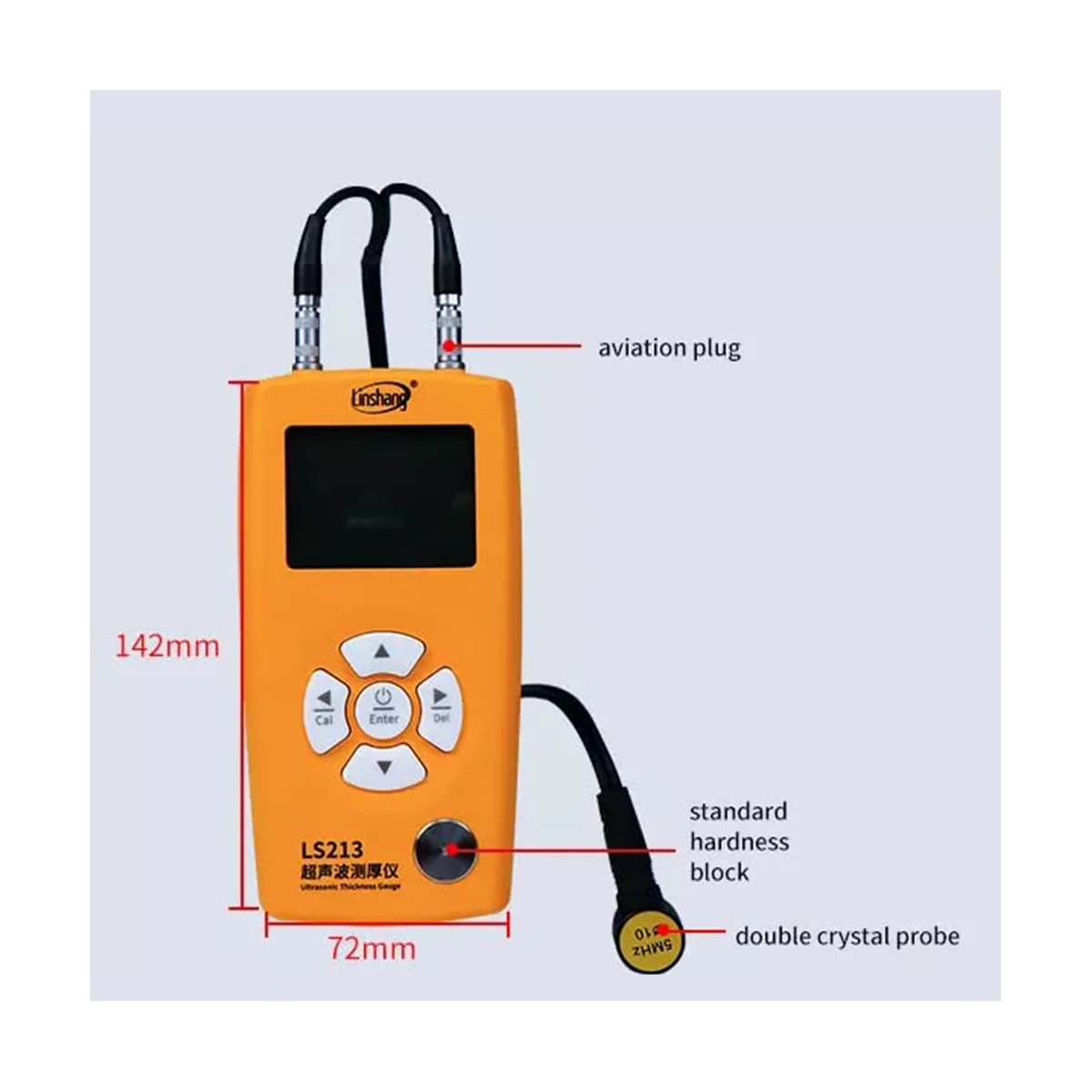 Linshang LS213 Ultrasonic Thickness Gauge Meter Tester Range 0.8-350mm Measurement Tool for Pipe Wall Metal Steel