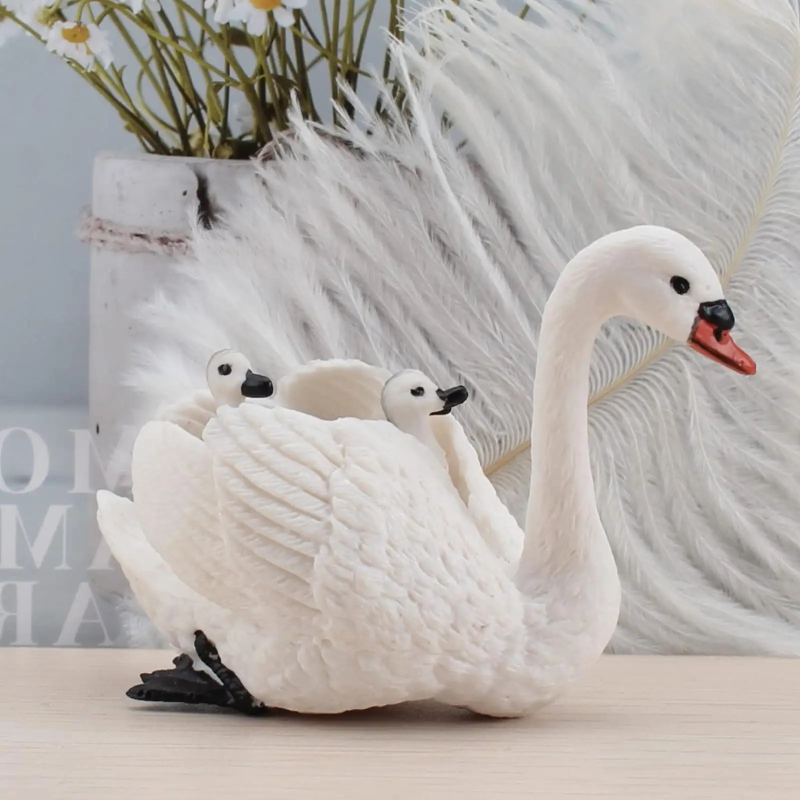 Hand Painted Zoo Animal Figurines Toys Set Swan Model Small Figures Lot for Interactive Play Gift for Girl