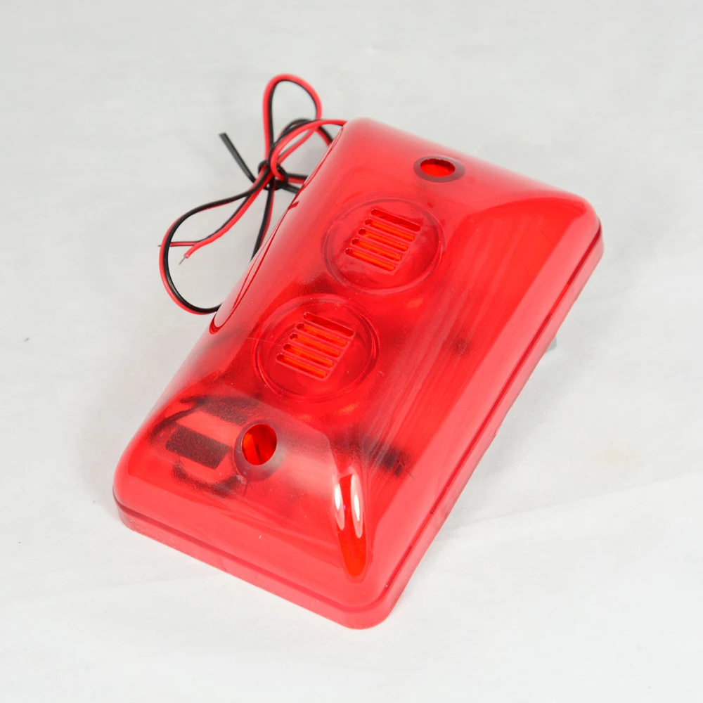 10Pcs Plastic Red House Wire Strobe Siren For Security Alarm Anti Theft Double Siren Inside 120db Louder Speaker With Flash Lamp