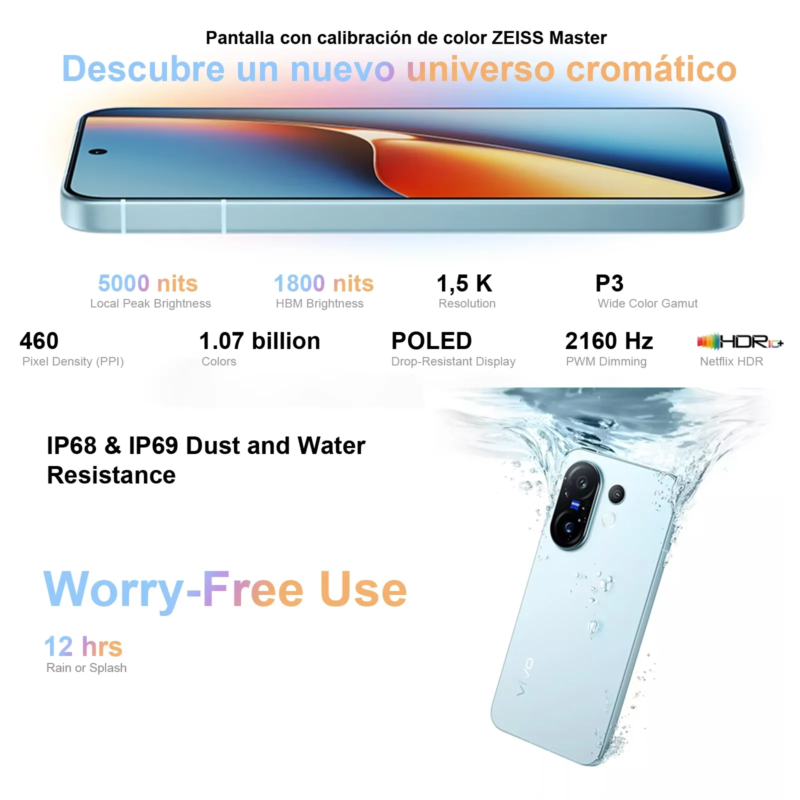 هاتف ذكي VIVO X200 FE 5G، 12 جيجابايت + 256 جيجابايت، تصميم مدمج 6.31 بوصة، معدل تحديث 120 هرتز، كاميرا تليفوتوغرافي ZEISS بدقة 50 ميجابكسل مع A