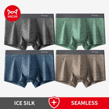 MiiOW 4Pcs Retro Gay Sexy Men Boxers Antibacterial Crotch Underwear Underpants Male Breathable Mesh Men's Panties Boxer Shorts