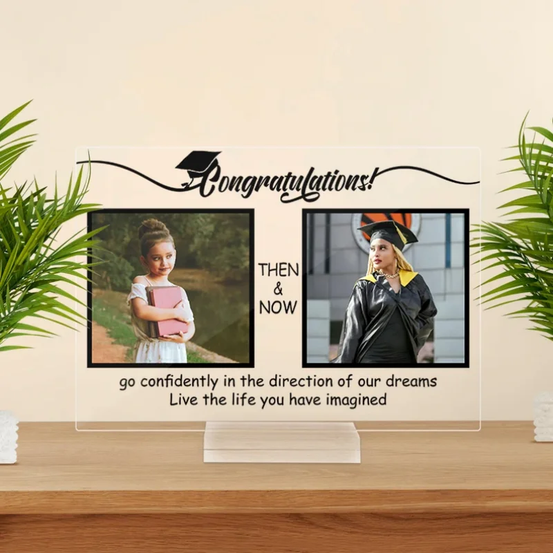 

Personalized Custom Acrylic Picture Frame For Photos Plaque with Stand Graduate College Graduation Anniversary Best Friend Gift