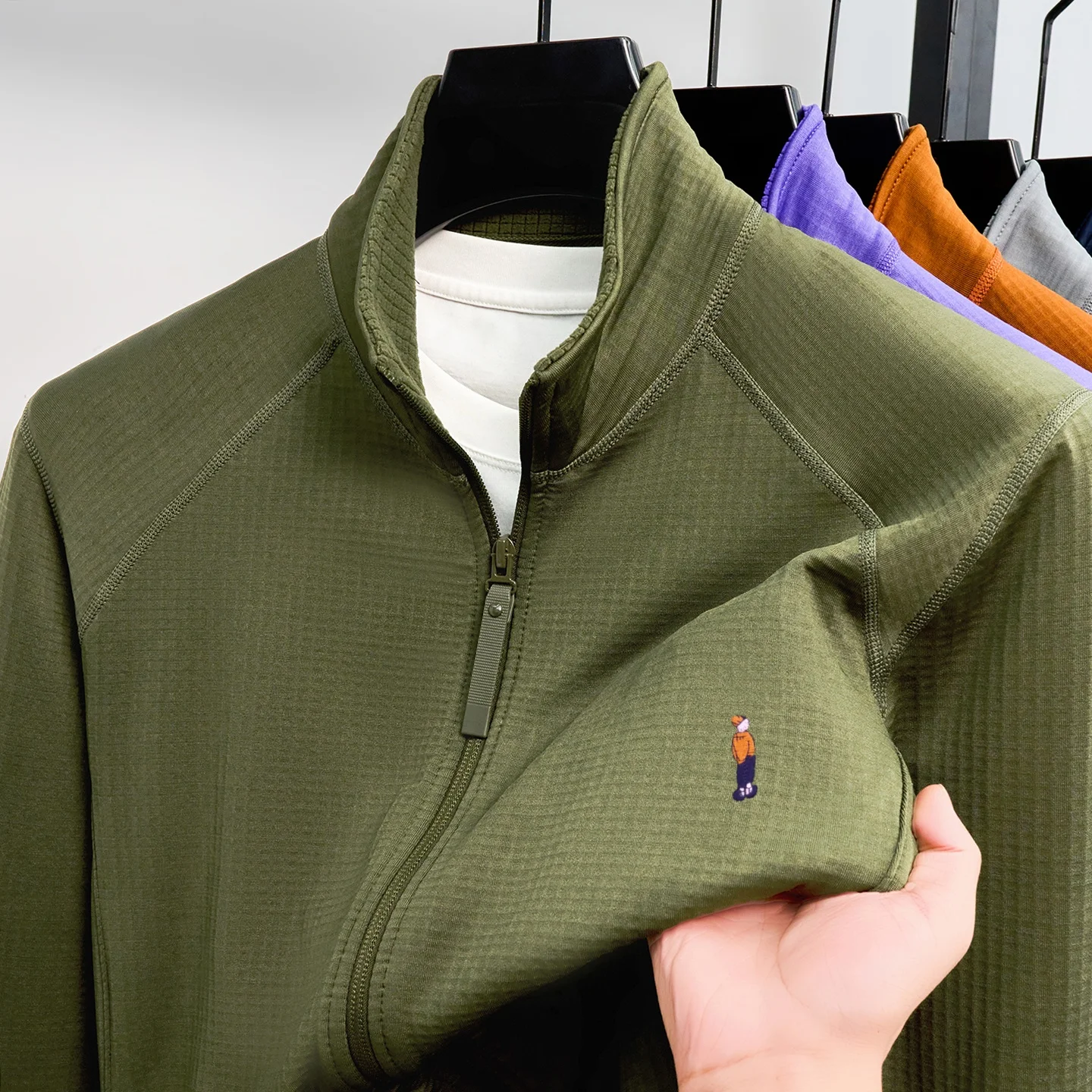 Luxury Brand cartoon embroidery men's coat autumn new zipper stand collar high-end fashion casual simple pocket design jacket