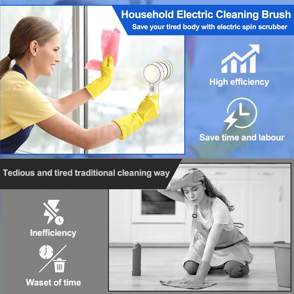 Electric Bathroom Cleaning Brush Wireless Rotating Cleaning Brush For Toilet Kitchen Handheld Bathroom Cleaning Brush Electric