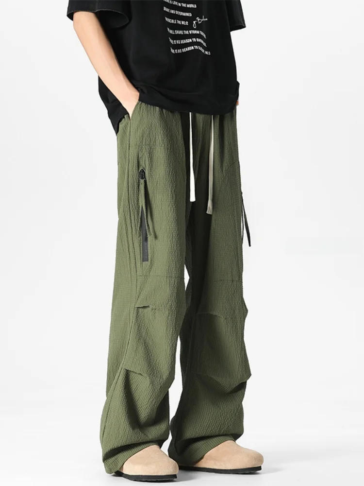 

Qui Dry Men's Cargo Pants Summer New Sle Outdoor Loose Straight Leg Trousers Paratrooper Pants Drapey Breathable Lightweight