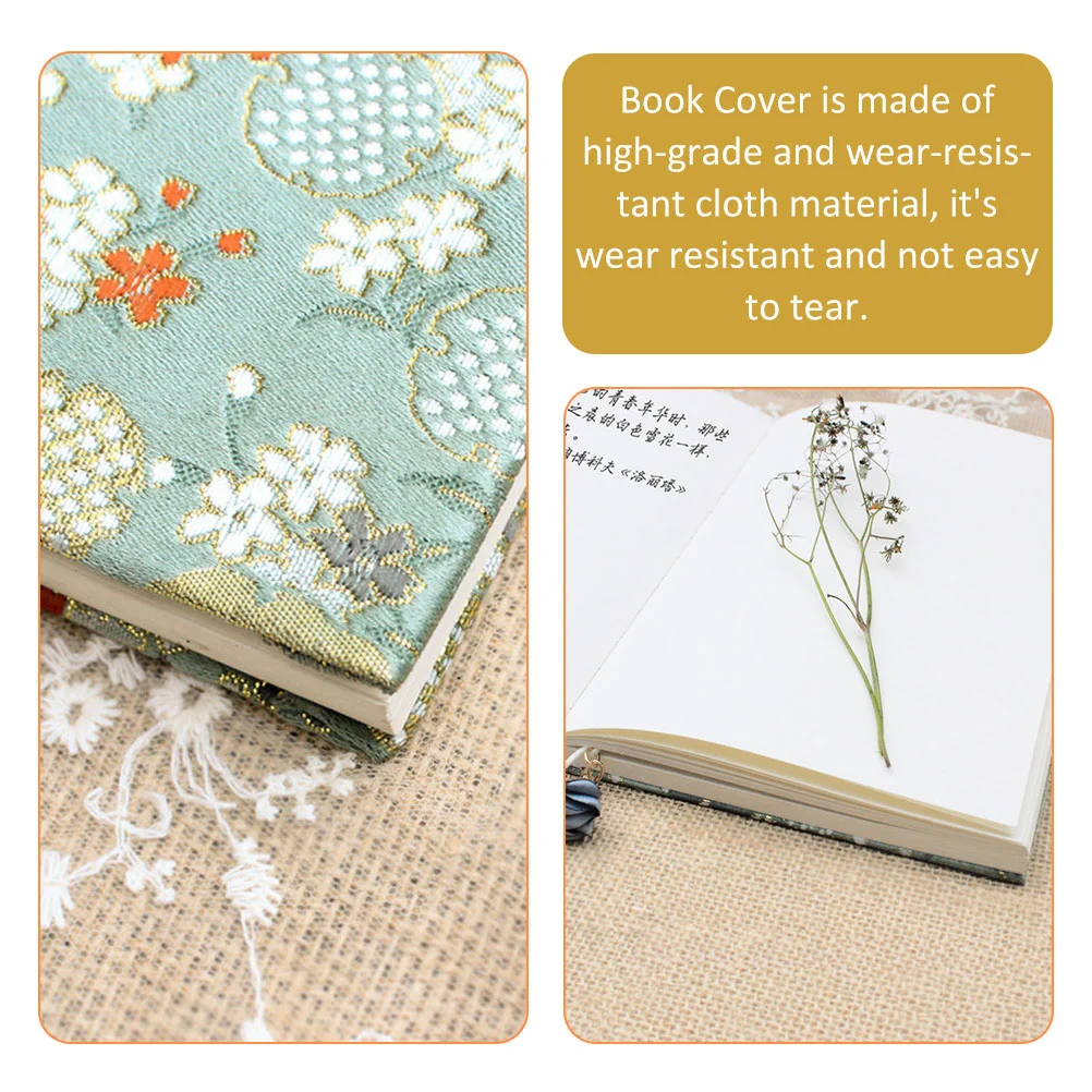 Decorative Book Sleeve Leaf Handmade Cloth Cover Notebooks for Green Fabric Work