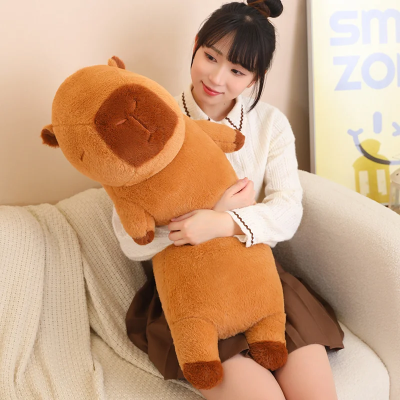 90-120cm Cartoon Capybara Stuffed Plush Toys Lovely Soft Long Capibara Sleeping Pillow Cushion Dolls Girl Birthday Women Gift