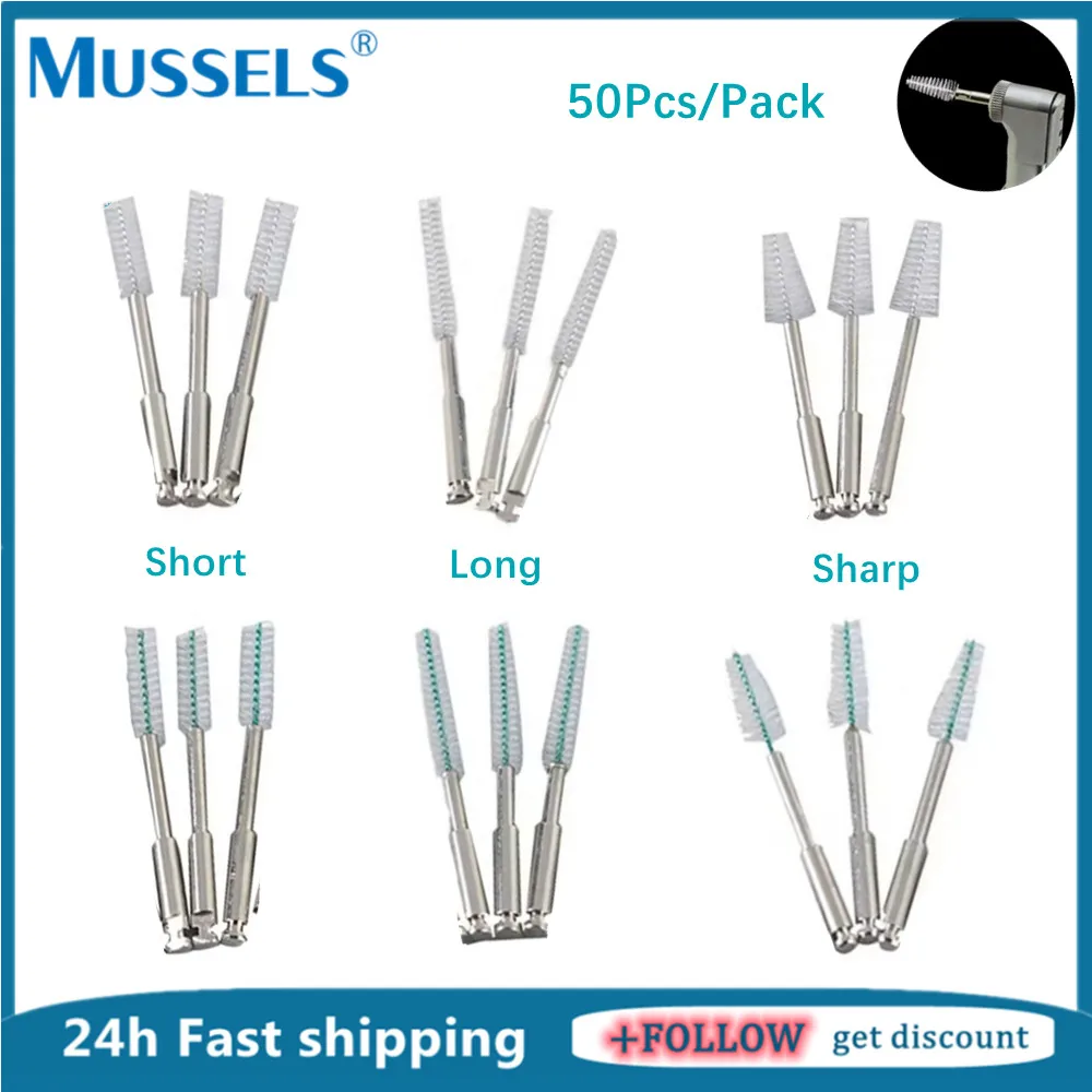 50PCS Dental Root Canal Cleaning Brush Polishing Clean Prophy Hygiene Interdental Teeth Brushes RA Shank Dentist Tools Materials