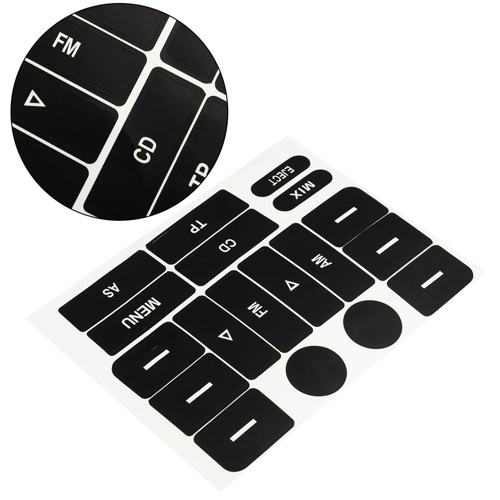 1pcs PVC Alarming Buttons Repairing Stickers Radio Knobs Repair Sticker Front Matte Black Radio For Golf MK5 & For Passat