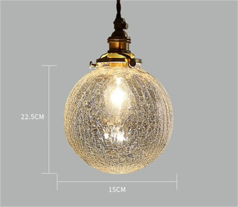 Vintage Cracked Glass Ball Pendant Lights Globe Hanging Lamps Bar Restaurant Deco Luminaire Bedroom Bedside LED Pendant Lamp