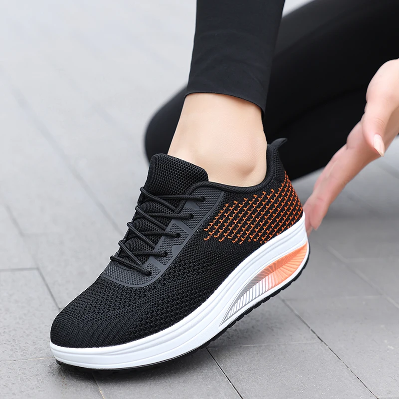 Women's Breathable Rocker Sole Walking Shoes | Comfortable Mesh Casual Sneakers for Students, Lightweight Daily Trainers