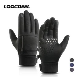 LOOGDEEL Warm Running Gloves Full Finger Outdoor Sport Windproof Waterproof Non-slip Touch Screen Cycling Jogging Gloves Unisex