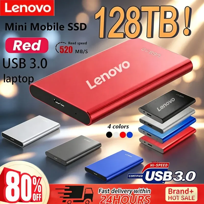 

Lenovo 256TB Portable SSD High-speed 2TB SSD 8TB External Hard Drive Mass Storage USB 3.0 Interface Storage for Laptops Computer