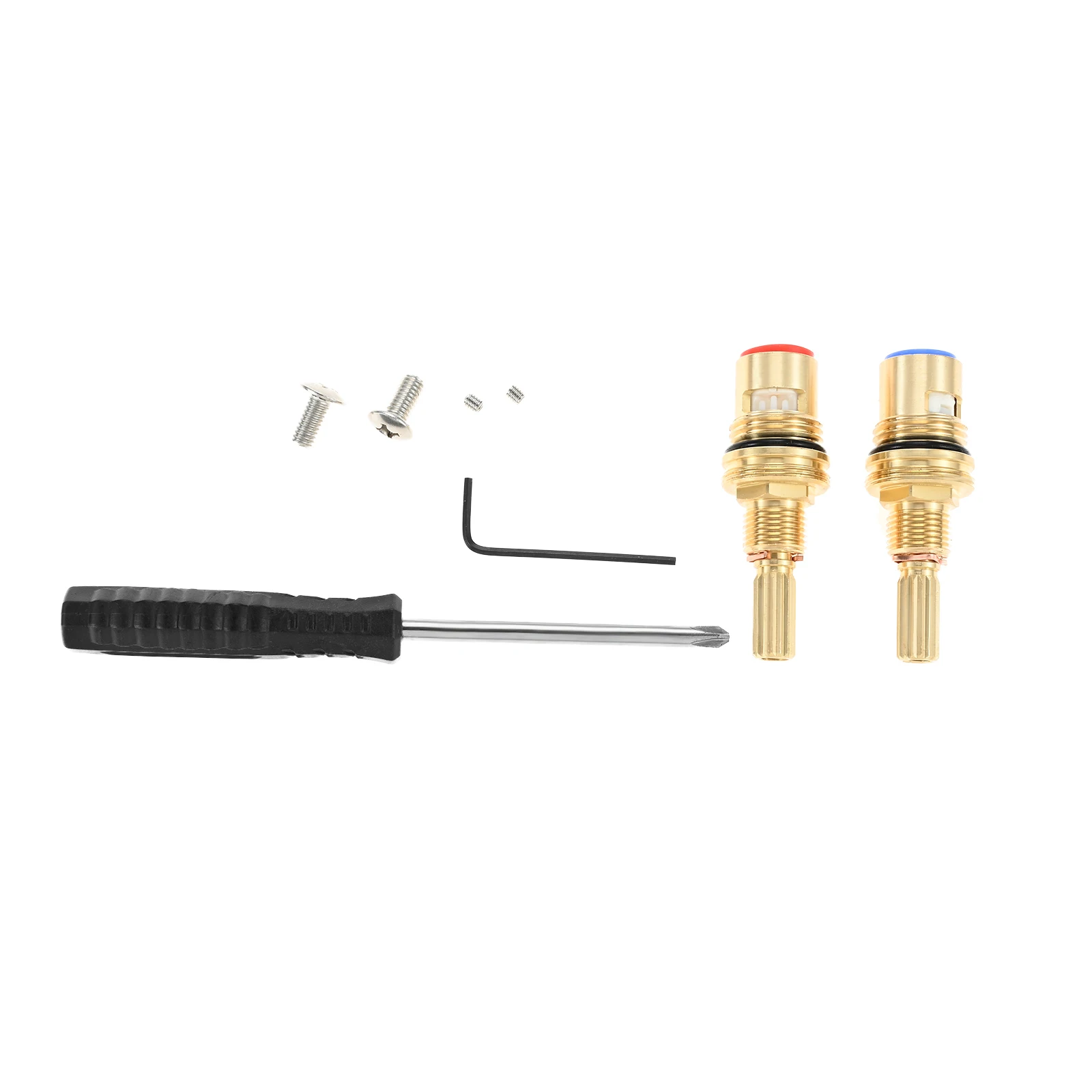 1Set Brass 1-001 1-002 Ceramic Cartridge Kit With Screwdriver Allen Wrench Compatible With Ceramic Cold/Hot Cartridges Of Faucet