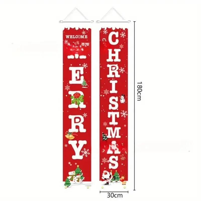 Christmas Couplet Scene Arrangement Outdoor Decoration Door Curtains Hanging Flags Supplies