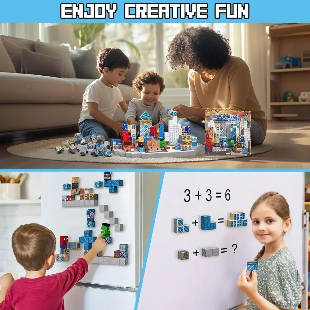 200-Piece Magnetic Cubes Set - STEM Learning & Montessori Toys for Ages 3-13, Ideal for Boys and Girls