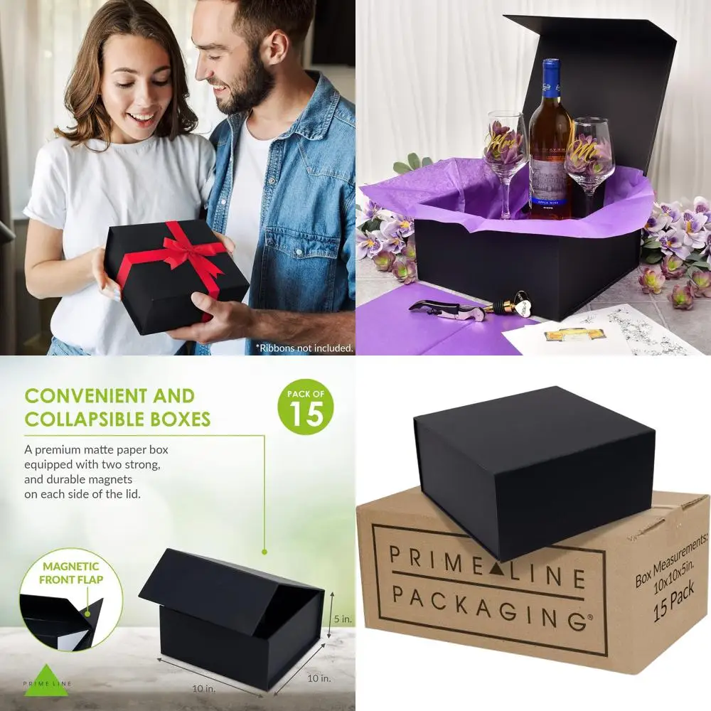 

Набор из 15 подарочных коробок черного цвета 10x10x5 см со крышками, идеально подходят для упаковки подарков