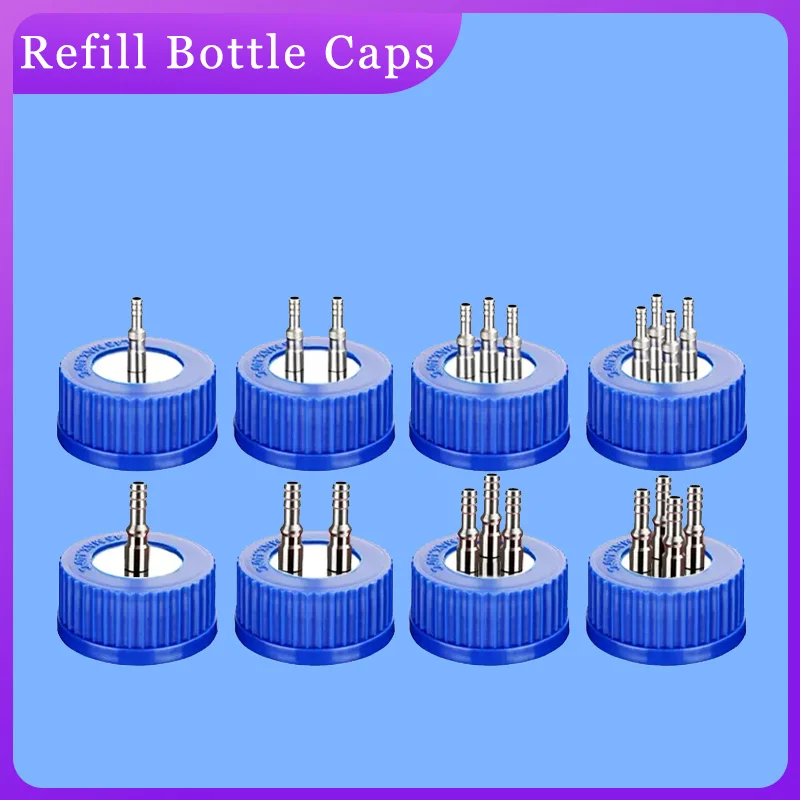 DXY Aço Inoxidável PP Refill Bottle Cap, Fermentador Reagente Garrafa Resíduos Líquidos Garrafa Cap, Único 2 Três Quatro Vias