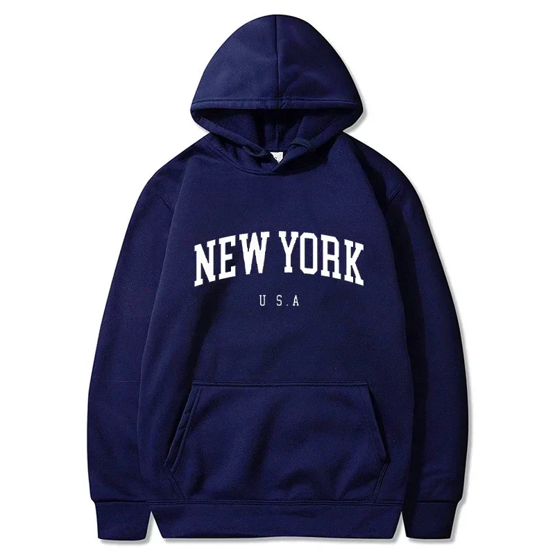 New York City men's hooded sweatshirt, printed sweatshirt, casual loose fitting Harajuku sportswear, hooded sweater