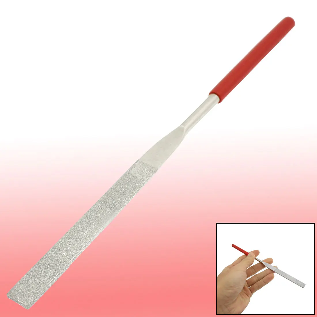 Uxcell 1Pcs 5mm x 180mm Glass Stone Handle Tool Flat Diamond Files Red Silver Tone Repair Tool for Art Craft