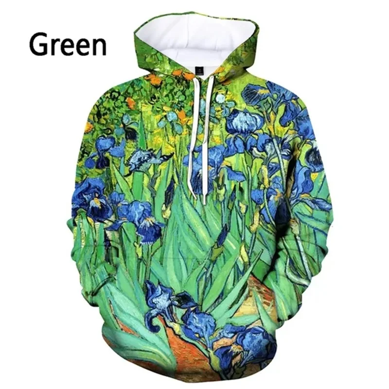 3D Printed Van Gogh Art Oil Painting Graphic Hoodie For Men Women Casual Loose Oversized Pullover Sweatshirt Mens Felpa Uomo