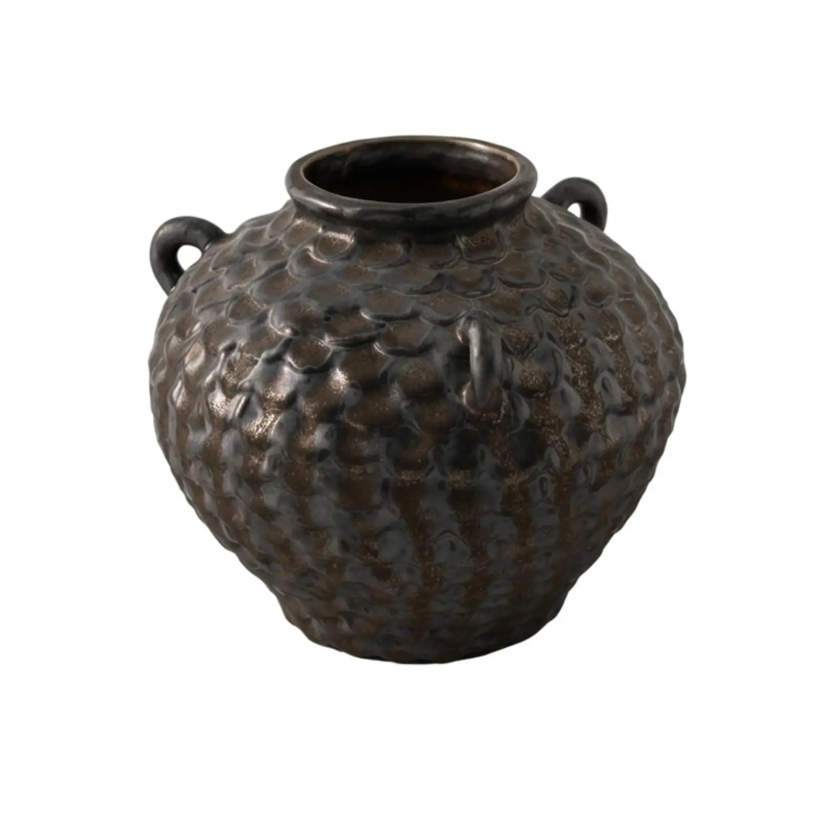Large Bronze Effect Hammered Ceramic Vase Sculptural Decorative Object Vase for Interior Decoration