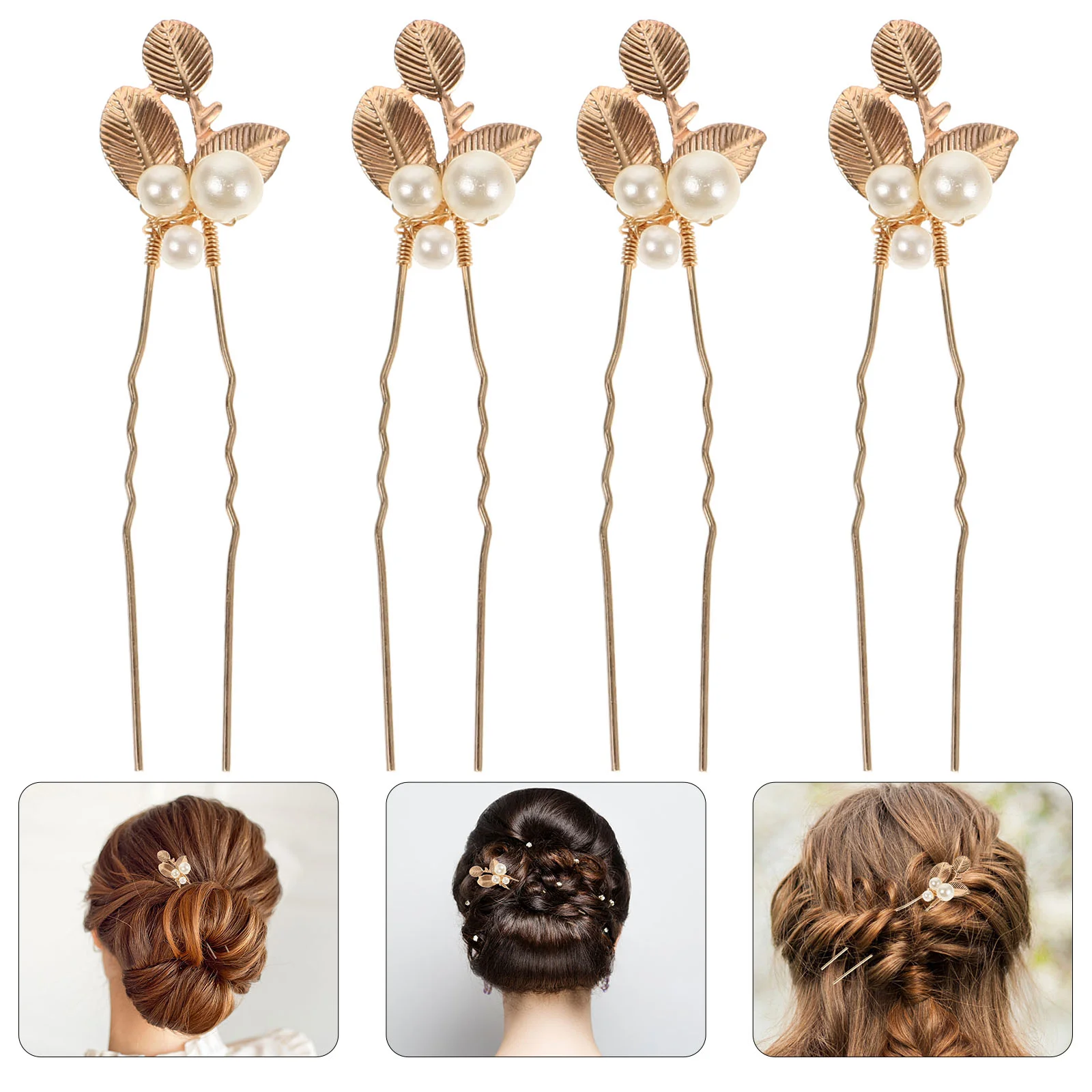 5 Pcs Hairpin Headdress Gold Clips for Girls Handmade Headpiece Leaf Jewelry Wedding Pins Women Accessories Luxury Bride