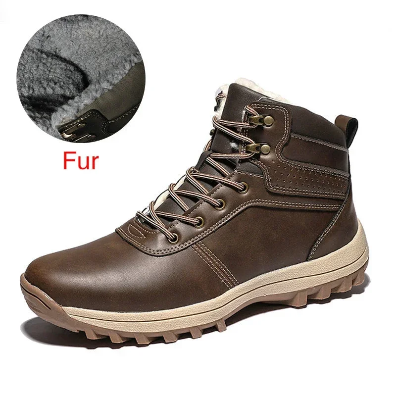 DEKABR-Botas cálidas de piel auténtica para hombre, botines de nieve impermeables hechos a manos, de invierno